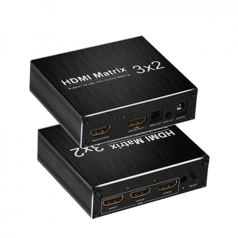 HMEA0302 - Distribuidor HDMI v1.4 - 3 entradas - 2 Salidas independientes. Con salida audio.