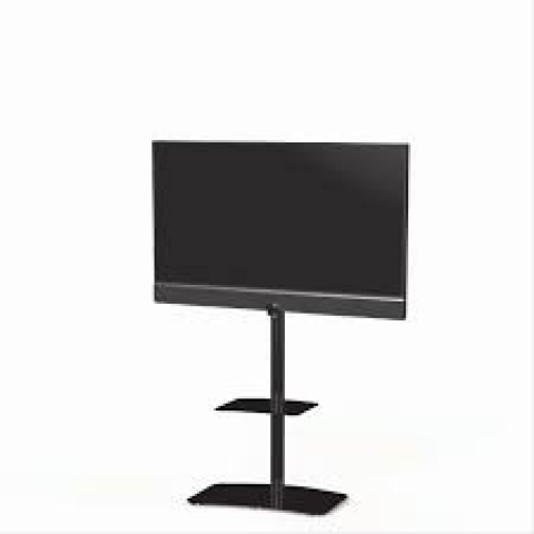 Peana TV PL2810-NEG con estante  (110 cms de altura). Negro.