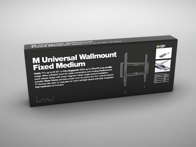 Wallmount Fixed  Medium -  Soporte TV de pared fijo. Separación de la pared: 2,3 cms. Para TV entre 40" y 65". Color negro.