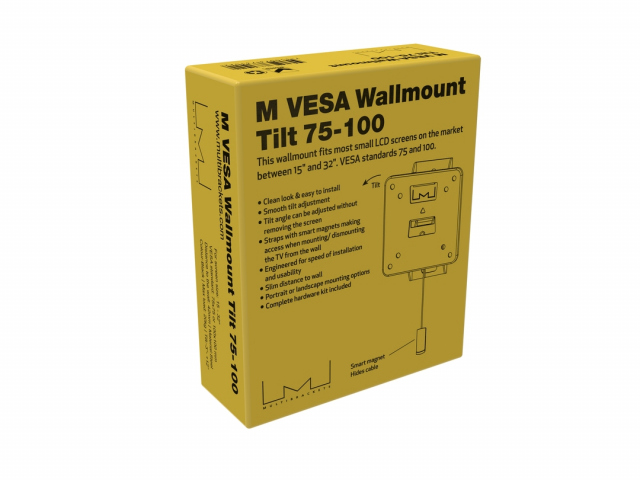 Wallmount-Tilt VESA 75/100 - Soporte TV de pared inclinable. Separación de la pared: 4,2 cms. Para TV entre 22" y 40". Color negro.