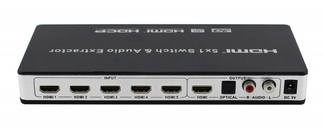 HSWA501 - Selector HDMI v1.4: 5 entradas a 1 salida. Salida audio.