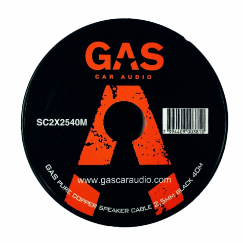 GAS250/40N - Bobina de 40 mts de cable de altavoz OFC. 2x2,5mm. Negro