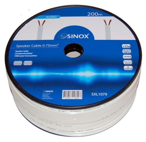 SXL1079/50 - 50 mts de cable de altavoz OFC. 2x0,75mm. Blanco.