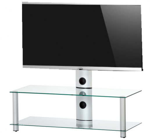 Sonorous - NEO-110 TG - Mueble de TV y soporte. 2 estantes y 110 cms de ancho. Transparente/Gris