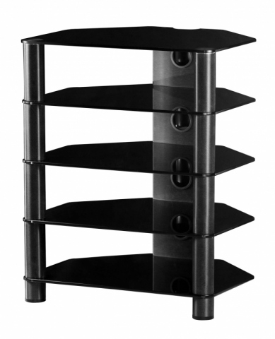 Sonorous - RX2150-NN -  Mueble Hifi de 5 estantes. Vidrio negro/Chasis negro.
